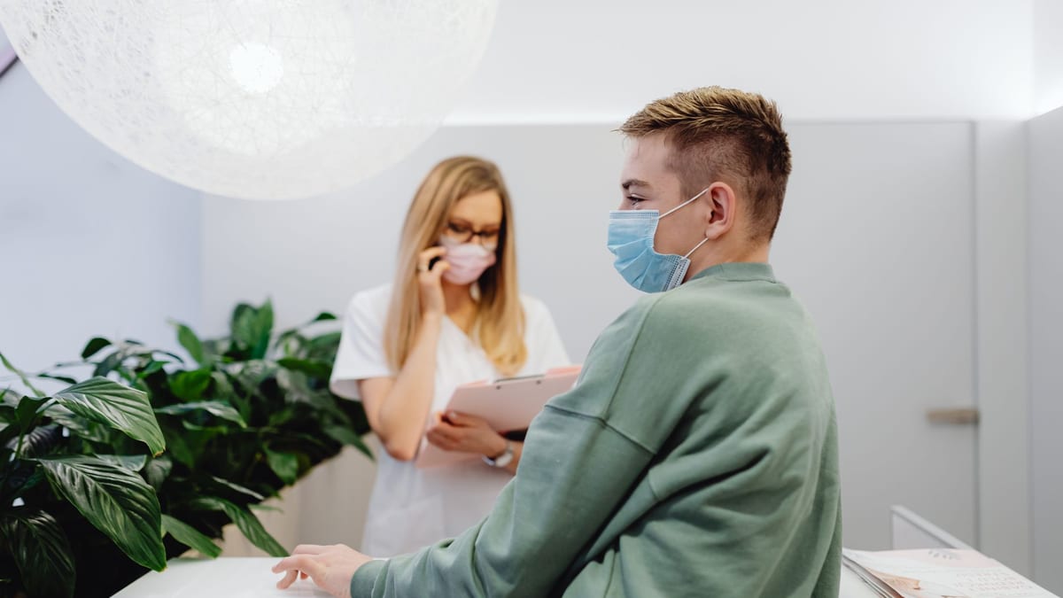 A medical clinic reception area
