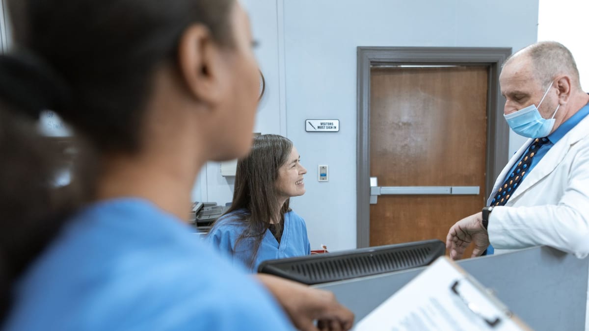 A medical clinic reception area