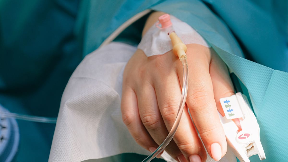 An IV drip set up in a clinic treatment chair for NAD therapy