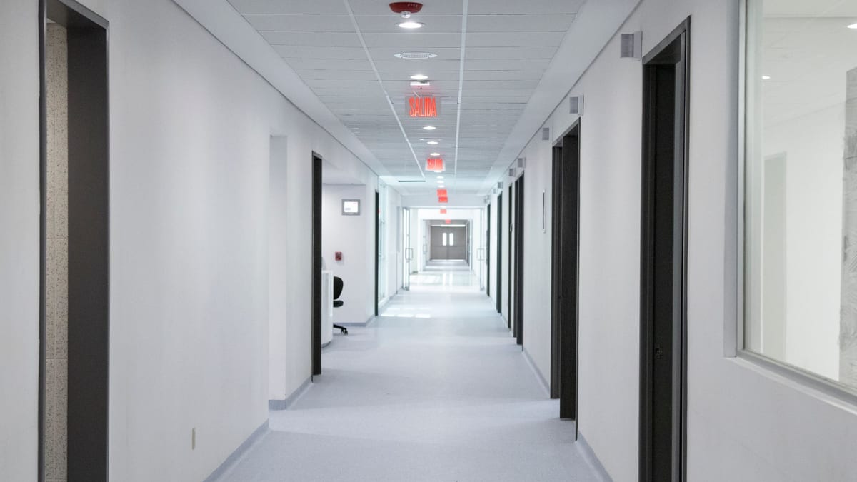 A hospital corridor, the setting for the first week of tummy tuck recovery