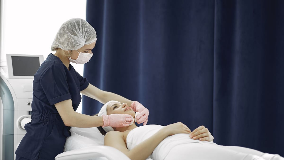 An esthetician's treatment room set up for a chemical peel
