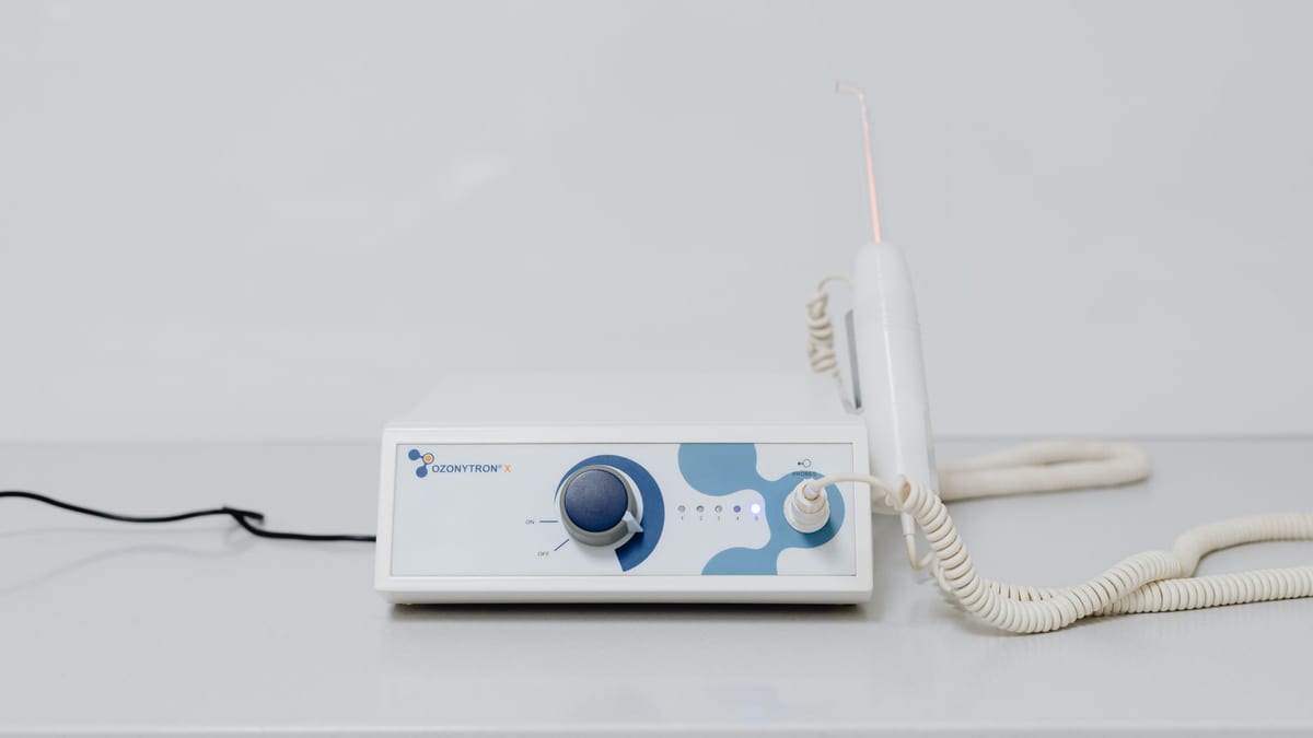 A hydradermabrasion facial device in a treatment room