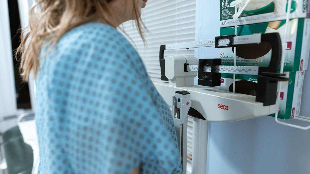 A clinic scale and consultation, part of a medical weight loss program