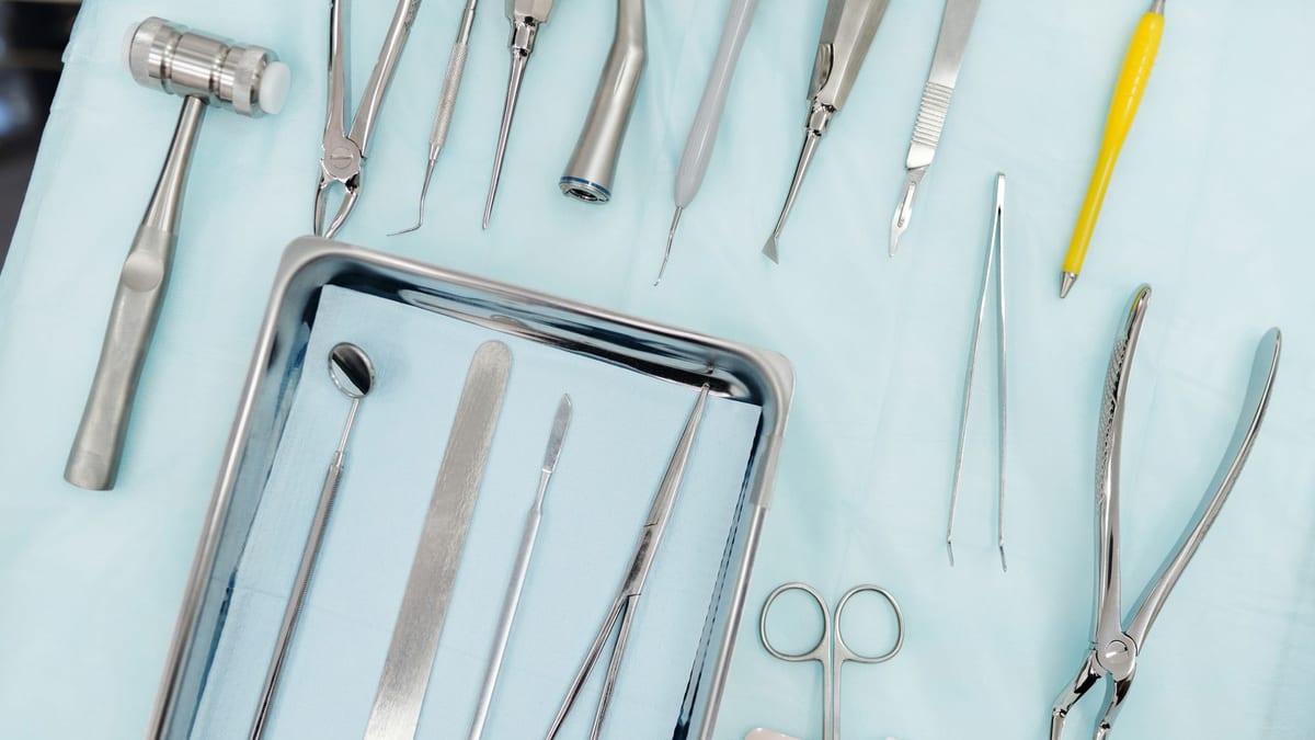 Sterile tools on a skin clinic tray