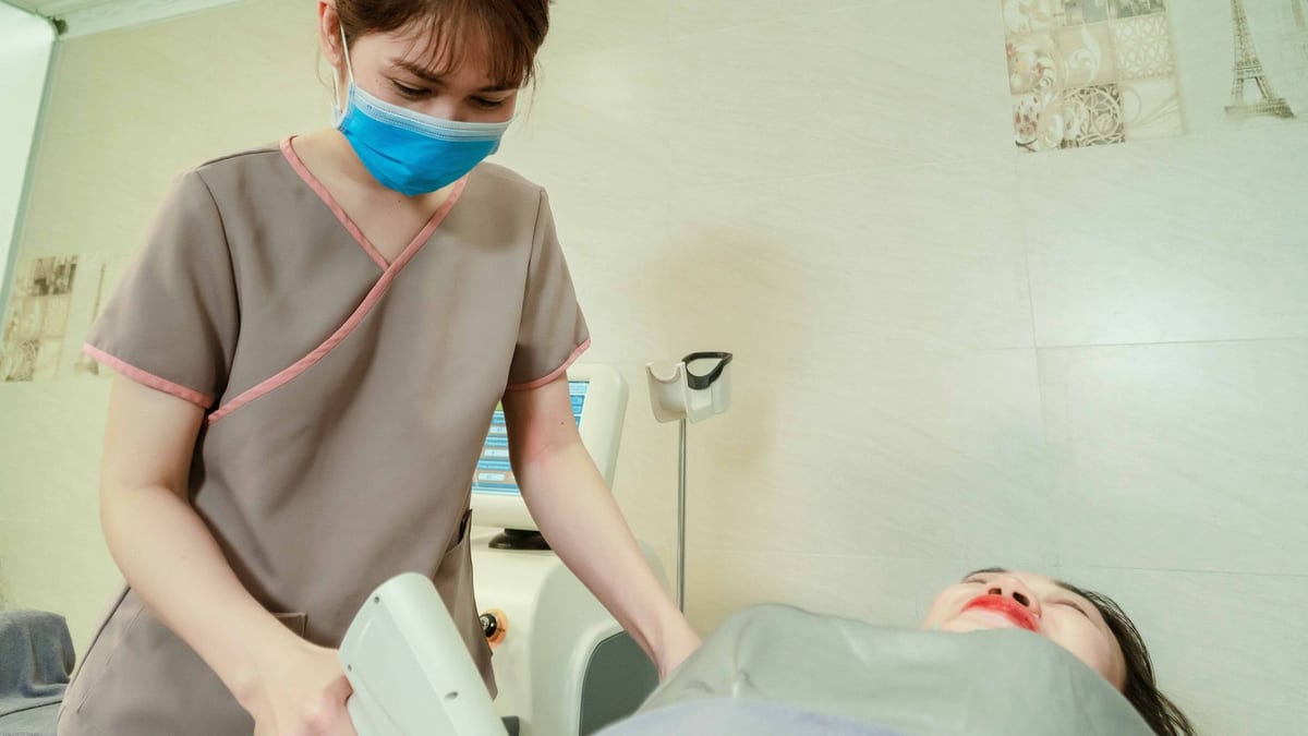 An aesthetic laser machine in a modern clinic